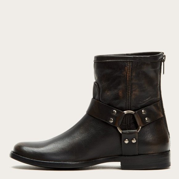 Frye Phillip Harness Short Leather Cute Ankle Boot - Picture 2 of 15